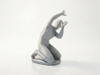 Kneeling Youth Classical Sculpture 3D Printable