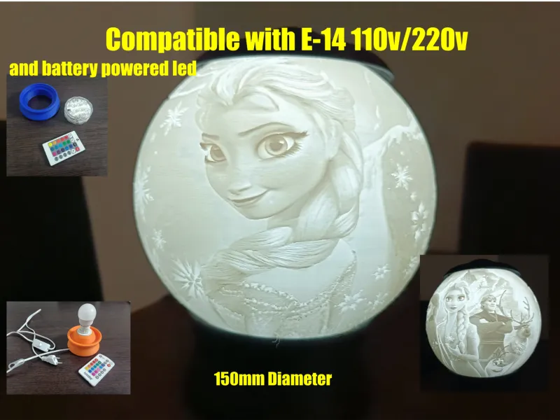 مصباح ليلي Lithophane متجمد