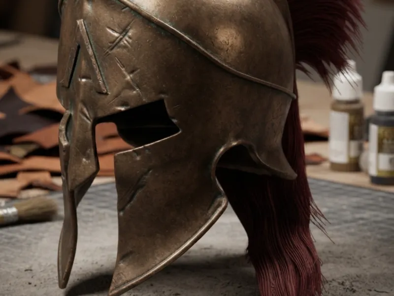 Titel Versleten Spartaanse Korinthische Helm met Kuif