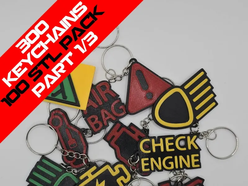 300 Car Dashboard Symbols Keychains - Part 1 (001-100)