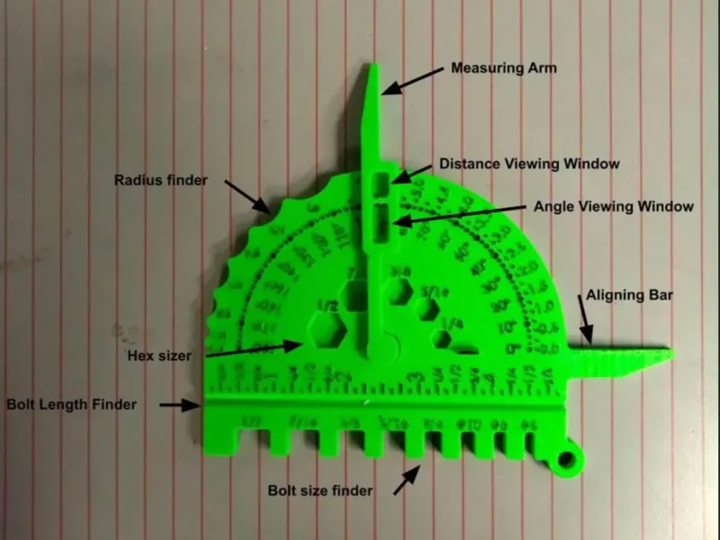 6-in-1 Protractor-Bolts-Radius-Ruler-Caliper Tool (SAE-inch)