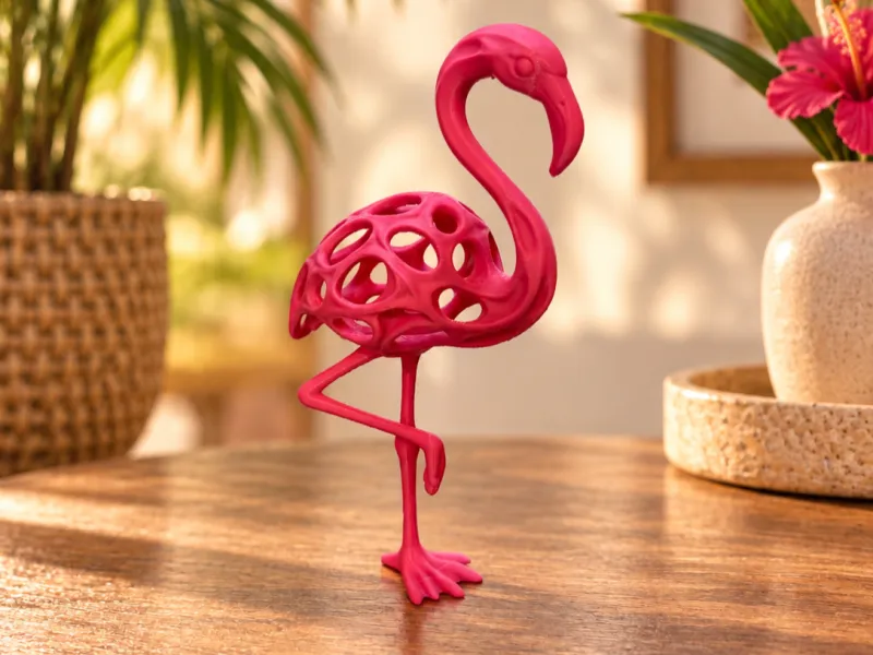 Flamingo Voronoi – Elegante Escultura de Ave Impressa em 3D