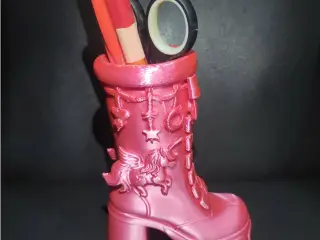 Tall Platform Boot Desk Organizer With Charms And Lace