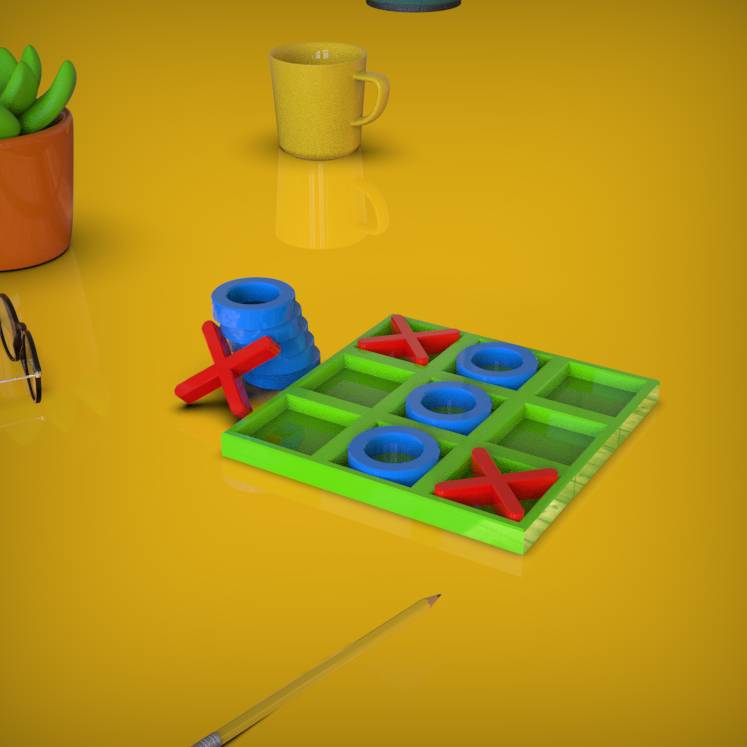 3D Printable Tic Tac Toe Game Set