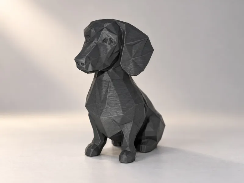 🐶 Bassotto Low Poly – Moderna figura decorativa a forma di cane