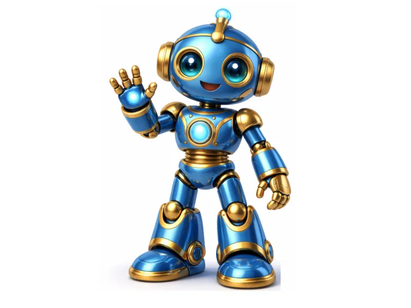 Blue Gold Cartoon Robot