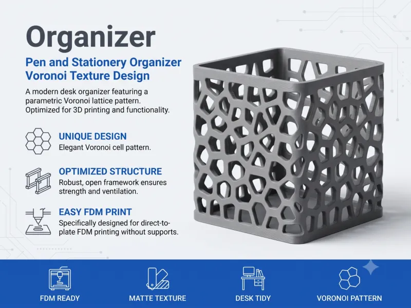 Moderner Voronoi-Schreibtischorganizer | Stifthalter für den 3D-Druck