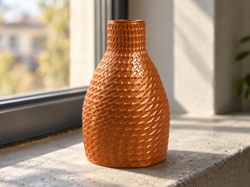 Vaso a bottiglia ritorto con motivo a nido d'ape