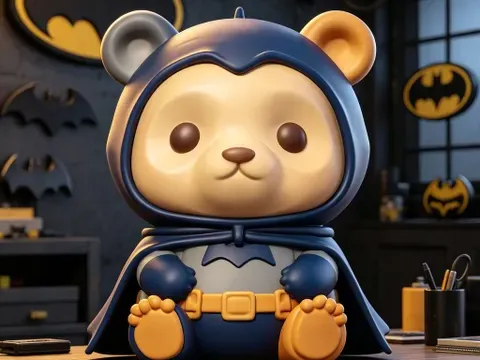 Cute Chibi Panda in Superhero Costume Collectible Figurine