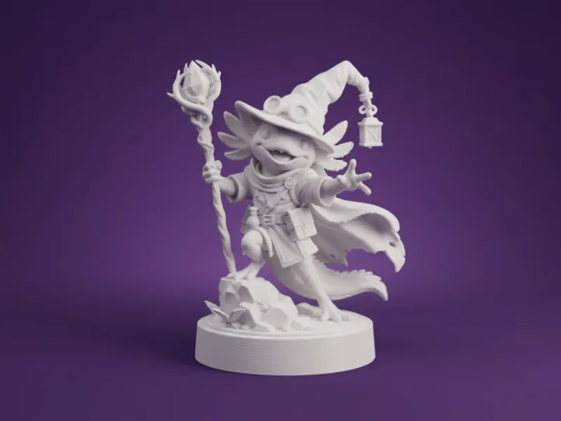 Axolotl Wizard Fantasy Figurine