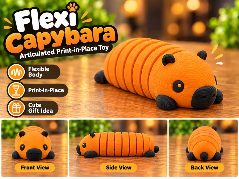 Flexi Capybara – Gearticuleerd Print-in-Place Speelgoed