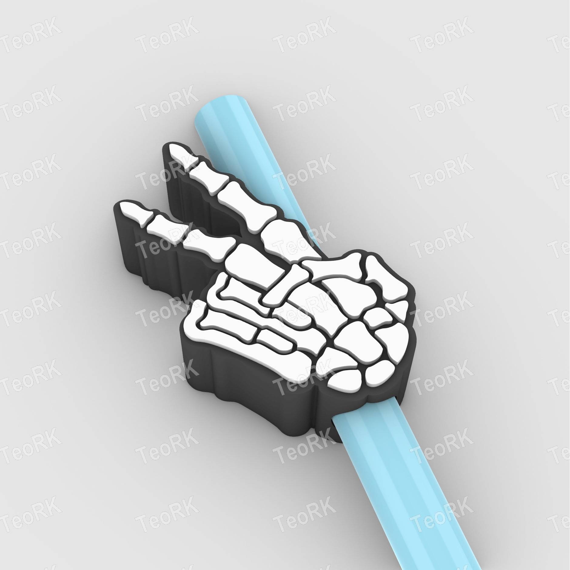 Straw Topper Skeleton hand - love and peace