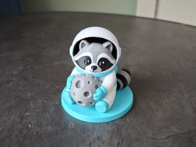 Cute Astronaut Raccoon with Moon