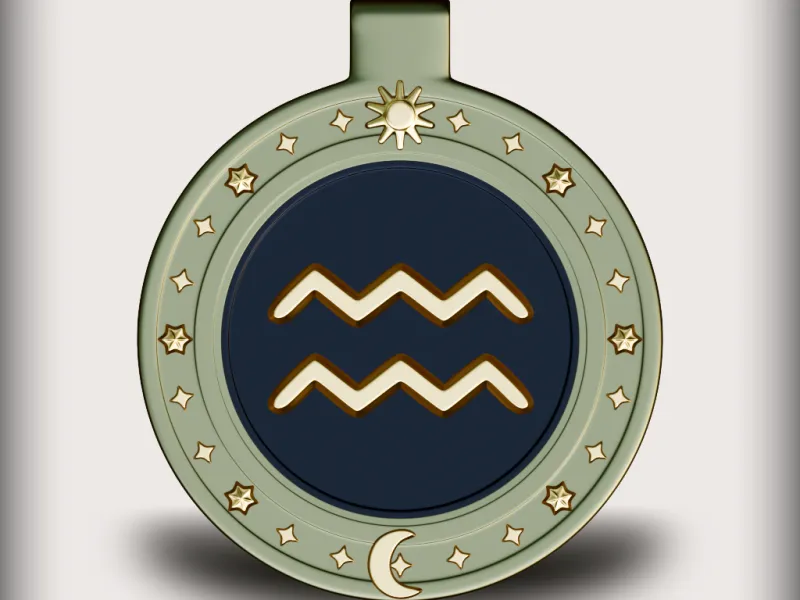 Modular Zodiac Keychain – Acuario | Interchangeable Coin