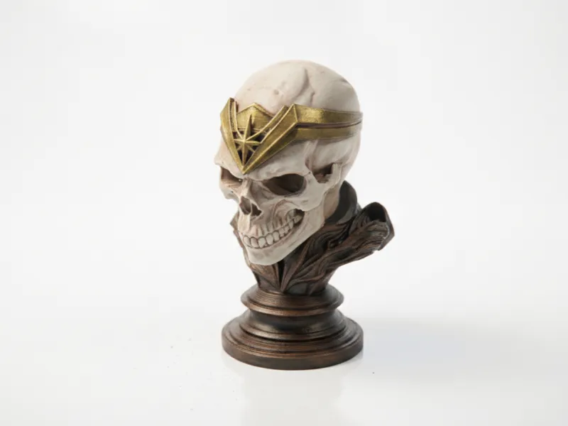 Escultura de Busto de Caveira da Mulher-Maravilha para Impressão 3D