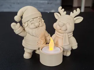 Santa & Reindeer Christmas Tealight Holder