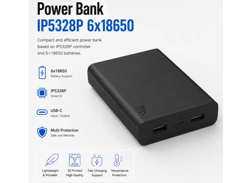 IP5328P Fast Charge Power Bank Case 6x18650