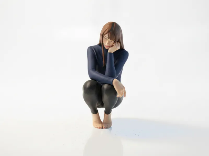 Статуэтка прекрасной девушки на корточках, модель для 3D-печати
