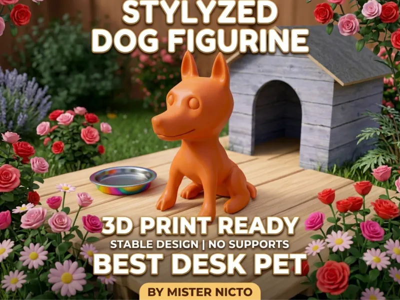 Cute Stylized Dog Figurine / Doberman Chibi Desk Toy (No Sup