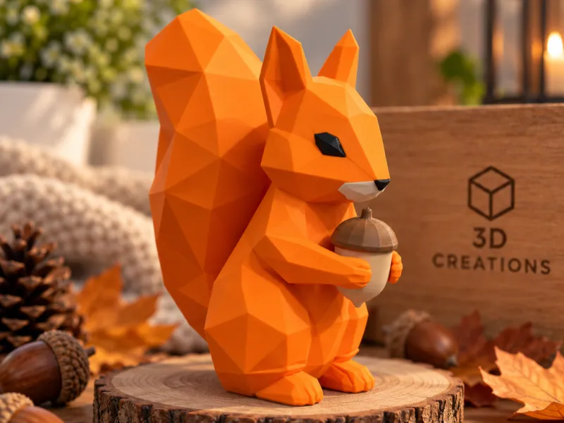 Écureuil low poly avec gland