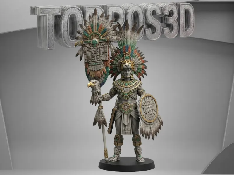 Sumo Sacerdote Jaguar con Estandarte Ceremonial Azteca
