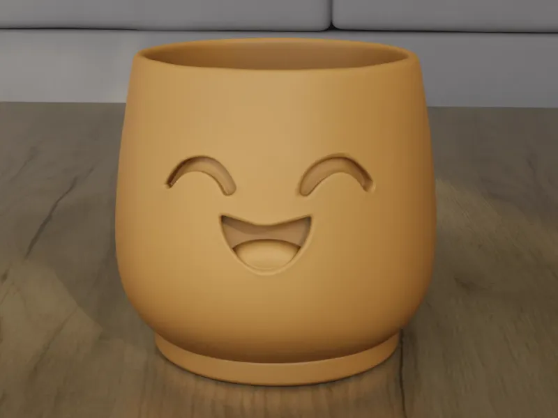 Smiling Face Planter STL 3D Model Cute Pot Candy Holder