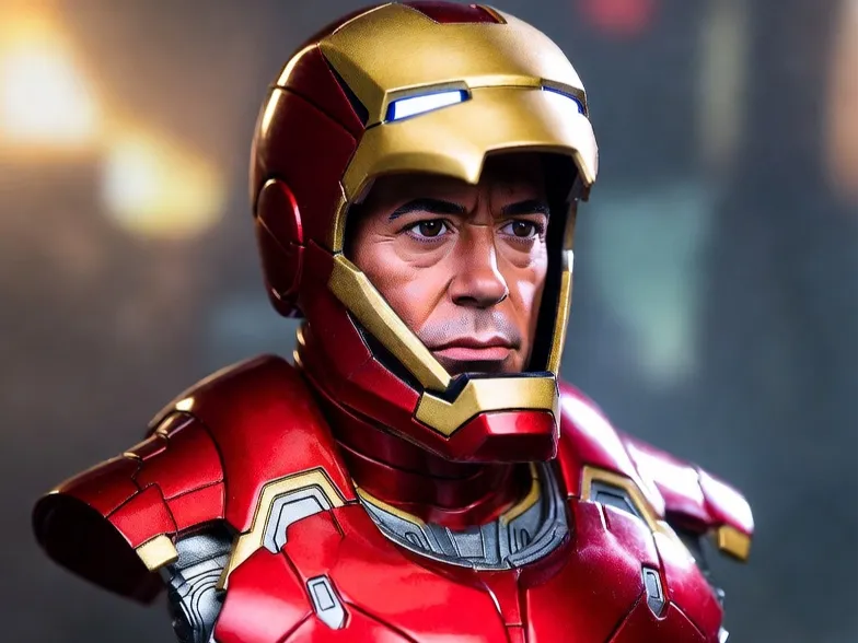 busto do Homem de Ferro com viseira aberta