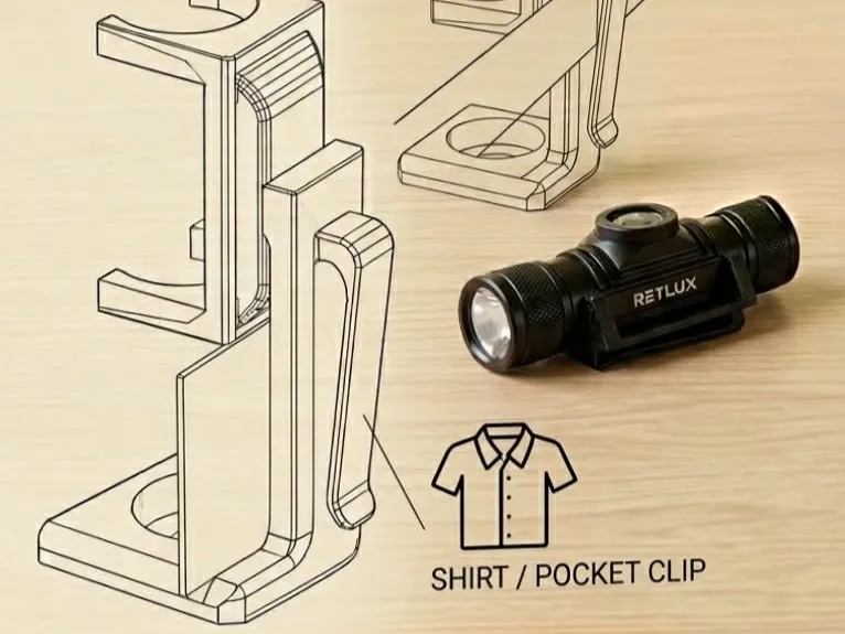 Clip per torcia frontale Retlux per T-shirt – Supporto per torcia frontale