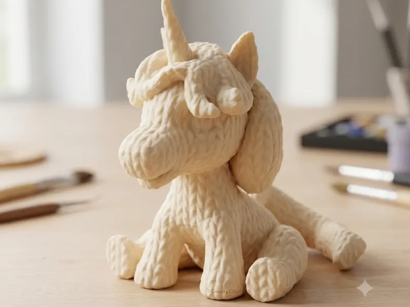 Knitted Sitting Unicorn Plush-Style Model