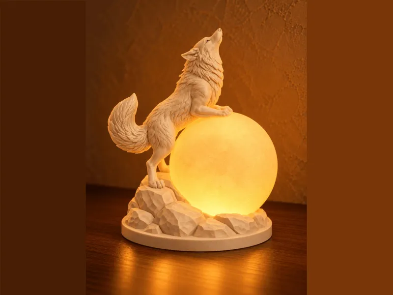 Heulender Wolf Mondlampe | Leuchtendes Wolf-LED-Nachtlicht