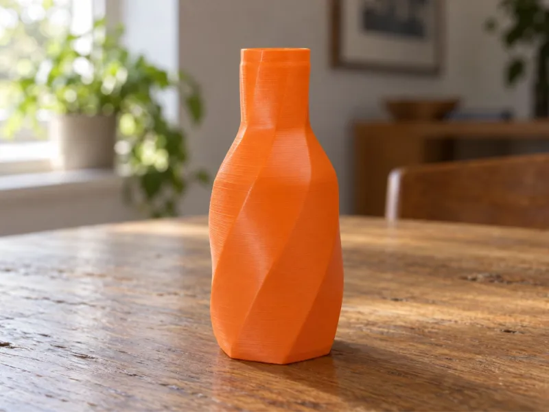 Vaso a bottiglia scanalato e ritorto con increspature organiche