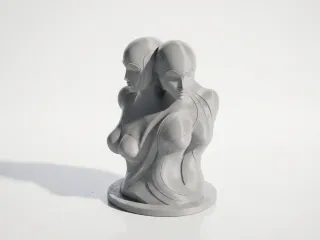 Conjoined Figures Abstract Sculpture 3D Printable