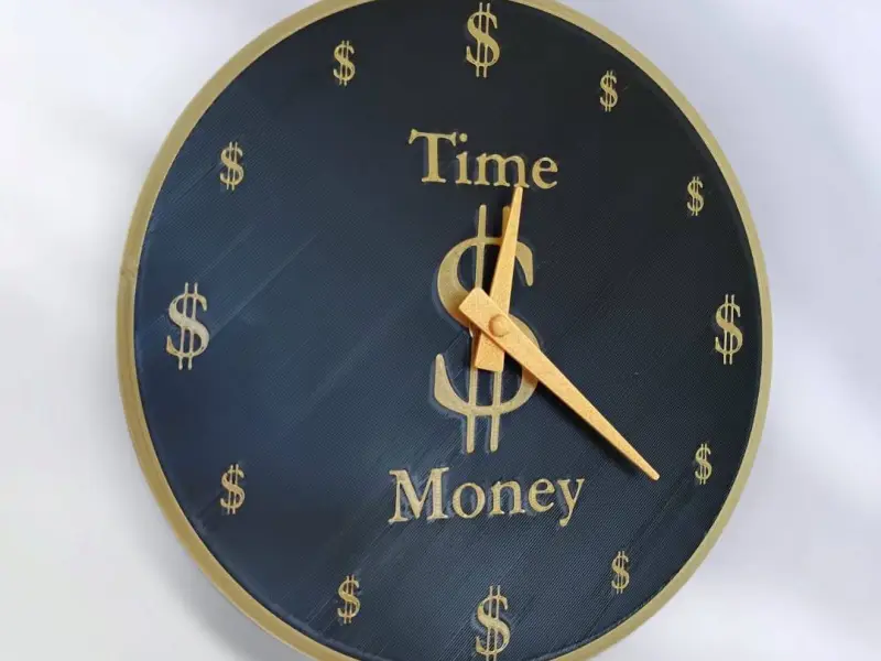 3D Printable Time is Money Wall Clock STL Model