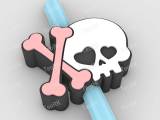 Straw Topper xoxo - skull skeleton in love-0