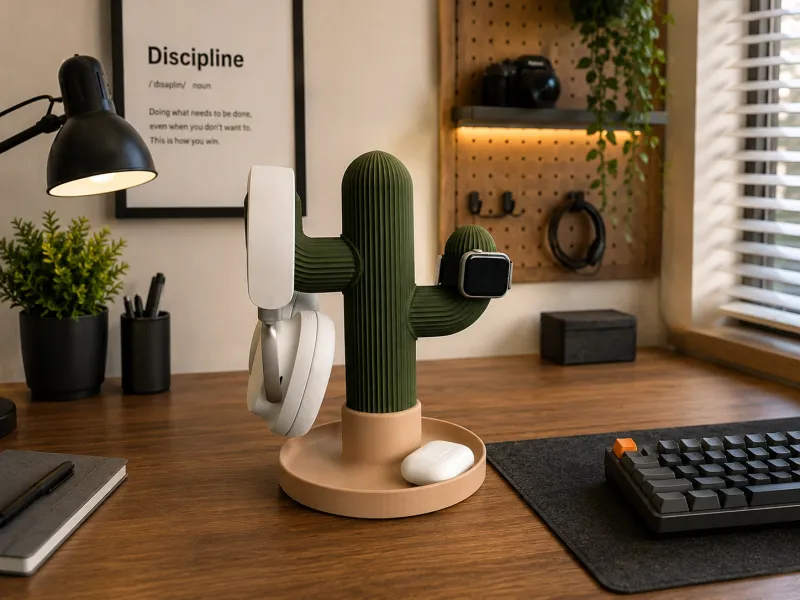 Cactus Headphone Stand — Multi-Device Organizer