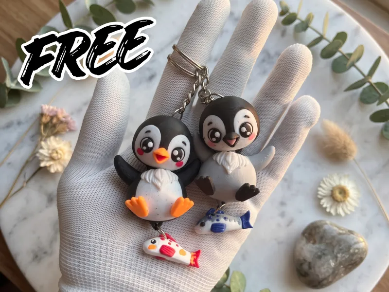 Fluffy Tails Cute Flexi Baby Penguin -Toy, Keychain, Magnet