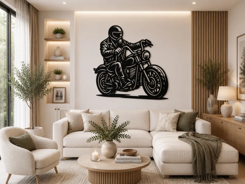 Motorradfahrer 2D-Wandkunst