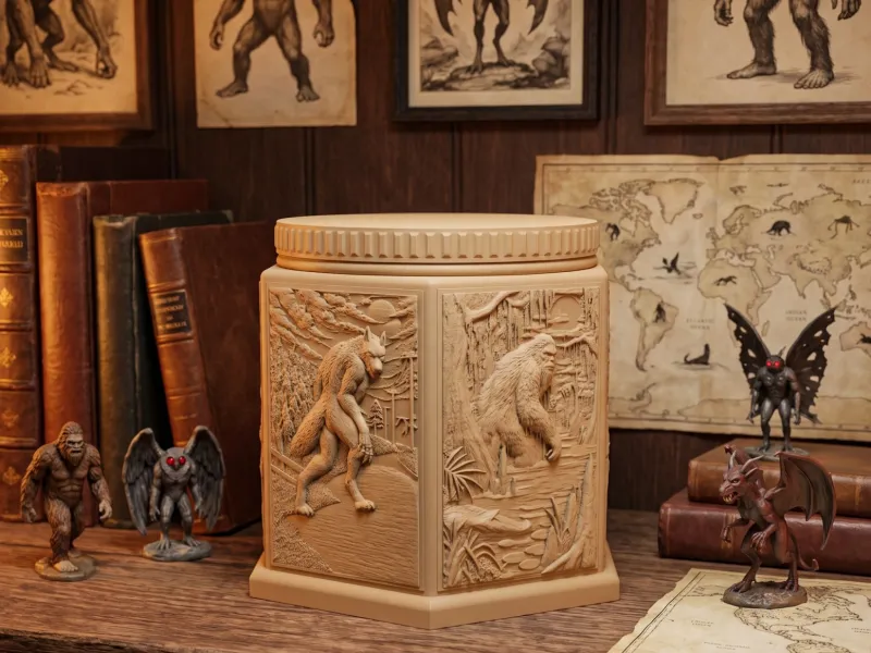 Cryptid Jar Octagonal Container with Six Legendary Creatures