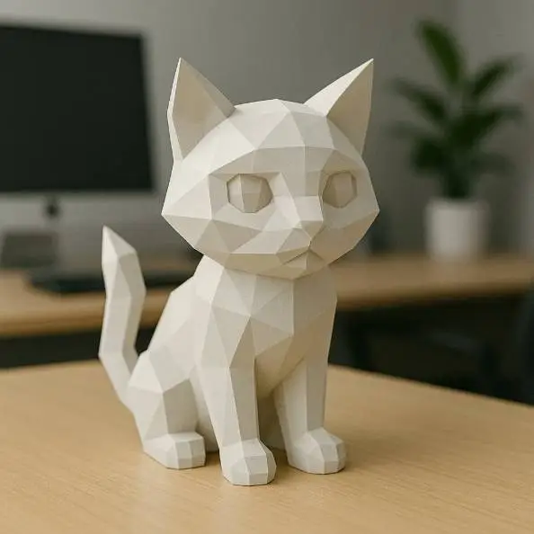 Modern Geometric Cute Low Poly Kitten
