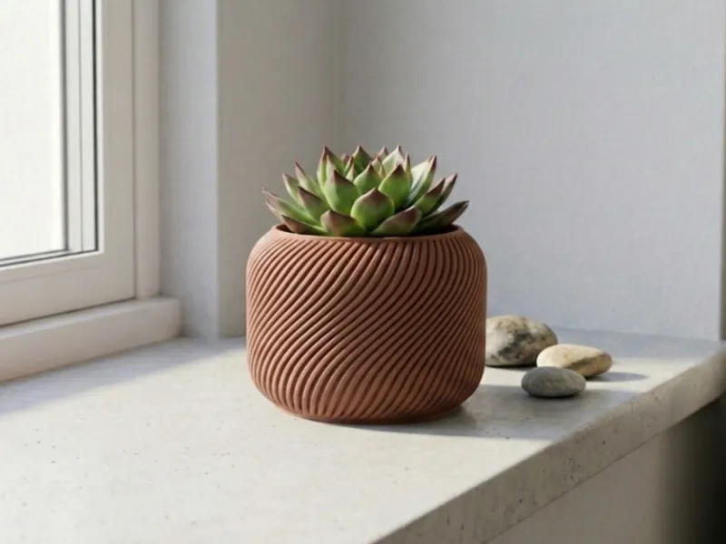 Vase 0002 B - Bulky pot twisted vase
