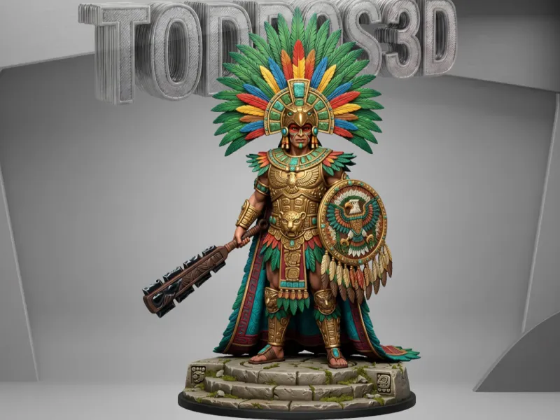 Comandante Guerrero Águila Azteca con Armadura Dorada