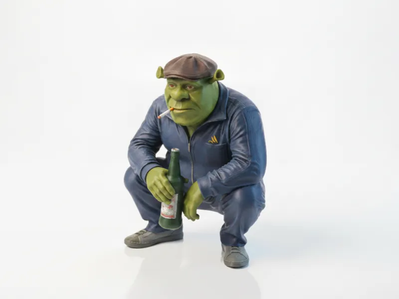 Figurilla 3D imprimible de Shrek fumador, personaje de dibujos animados