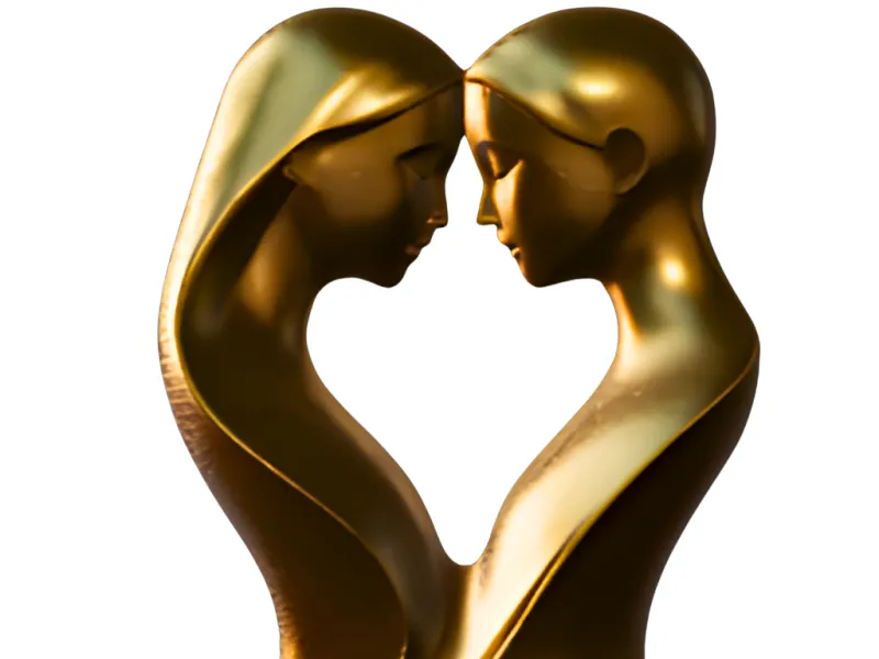 Abstract Golden Lovers Heart Bust