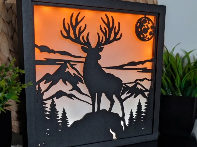 Majestic Deer & Mountains - Modular Lightbox Insert  Panel