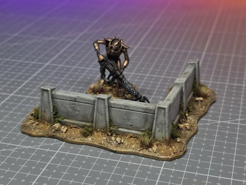 Concrete Angled Low Wall - Grimdark Wargame Terrain