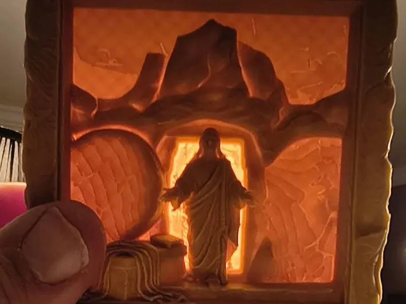 Jesus resurrected in stone