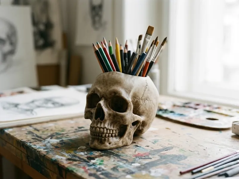 💀 解剖学頭蓋骨ペン立て