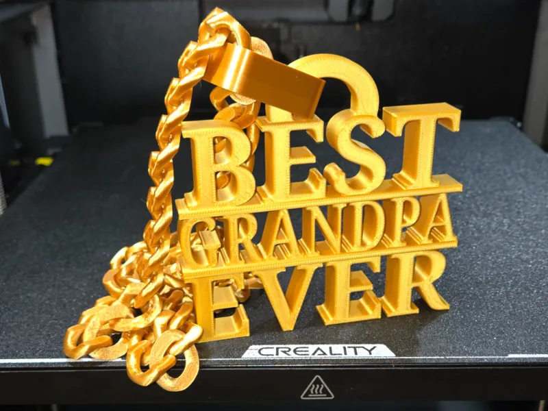 BEST GRANDPA EVER BLING GOLD CHAIN & PENDANT SUPERSTAR AWARD