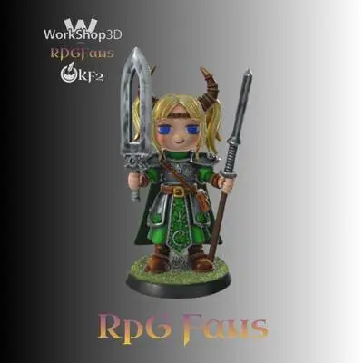 KF2 チビ戦士 75mm - ファンタジーRPGミニチュア - WorkShop3D