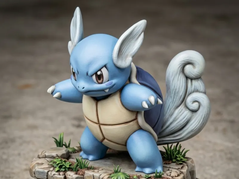 Wartortle on a Rocky Cliff Diorama